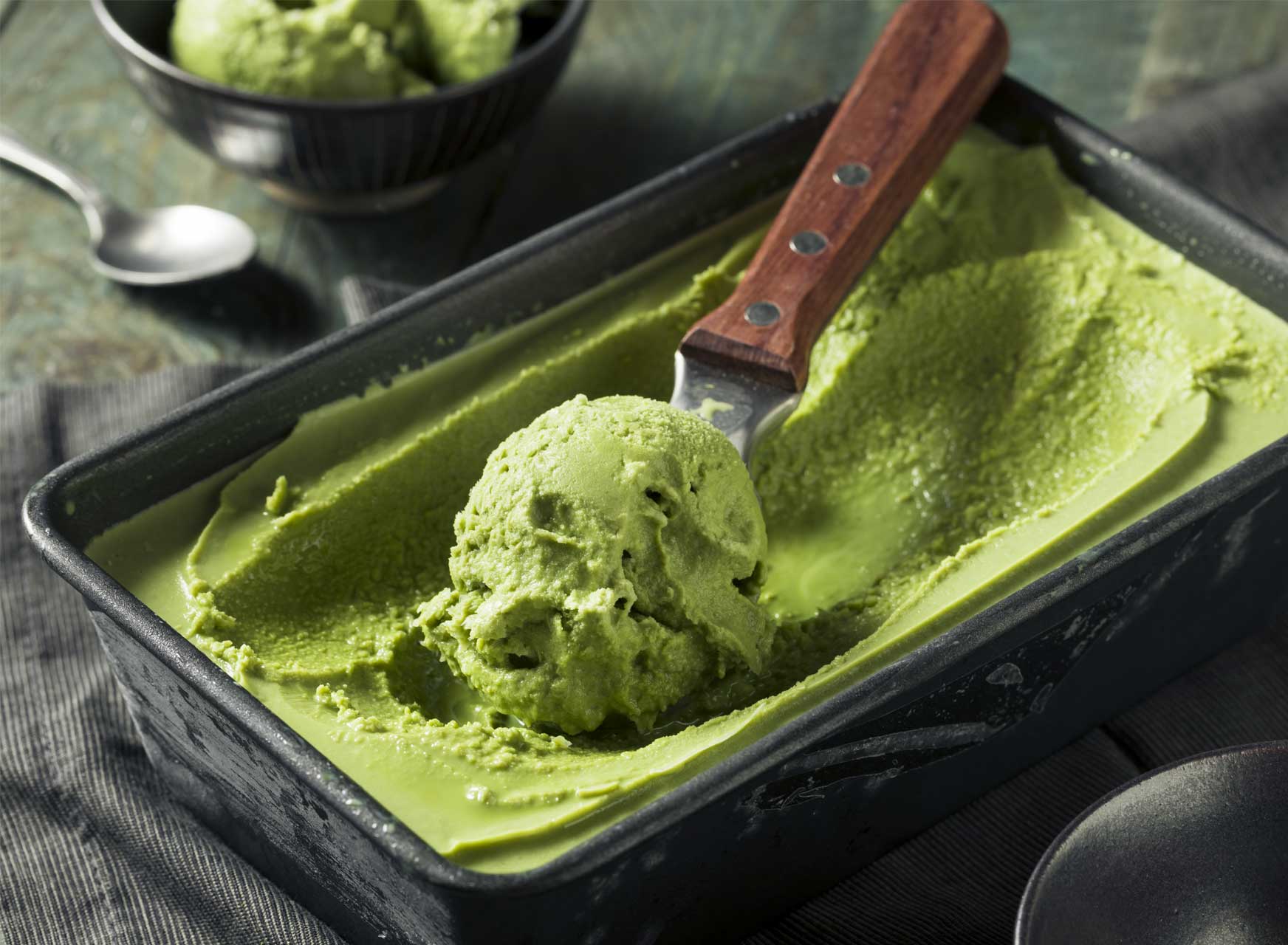 Homemade green tea ice cream 